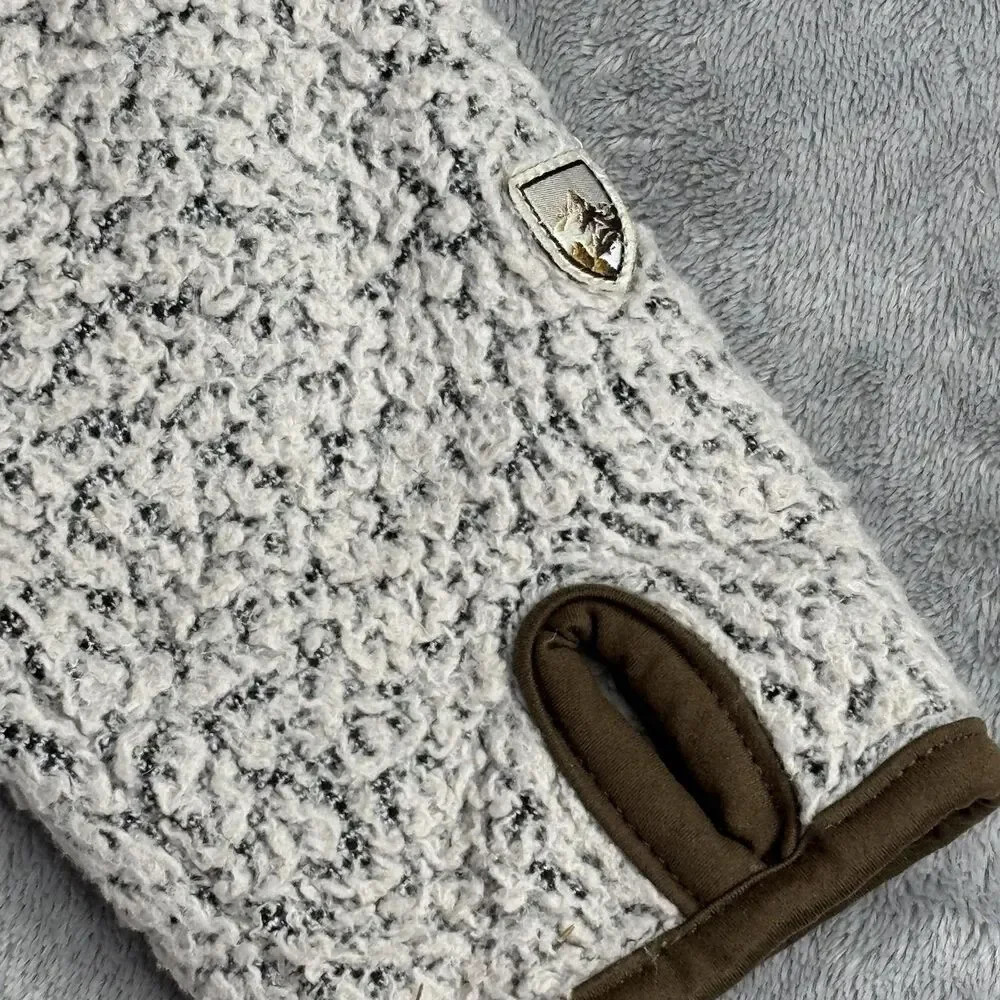 Kuhl Flight Jacket Womens XS Ivory Sherpa‎ Fleece Hooded Full Zip Thumbholes